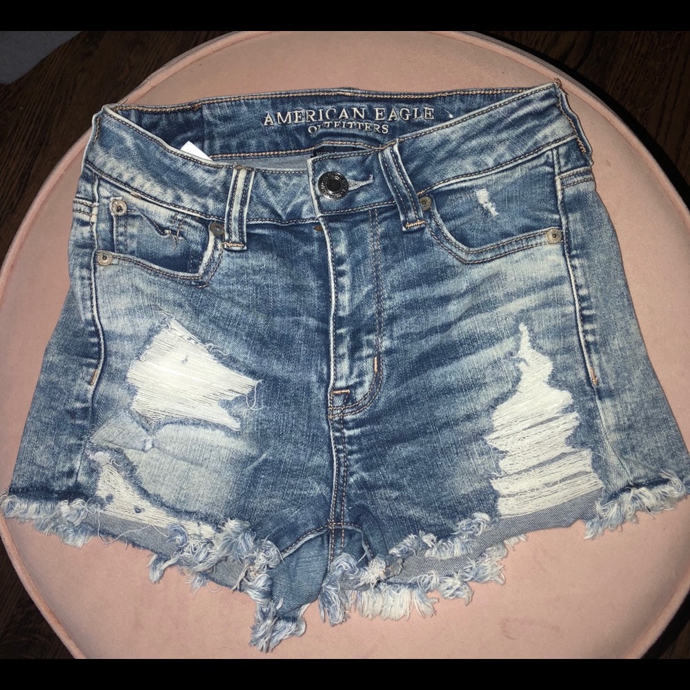 american eagle high rise jean shorts